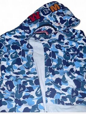 Blue Bape Camo Shark X Swarovski Zip-Up Hoodie